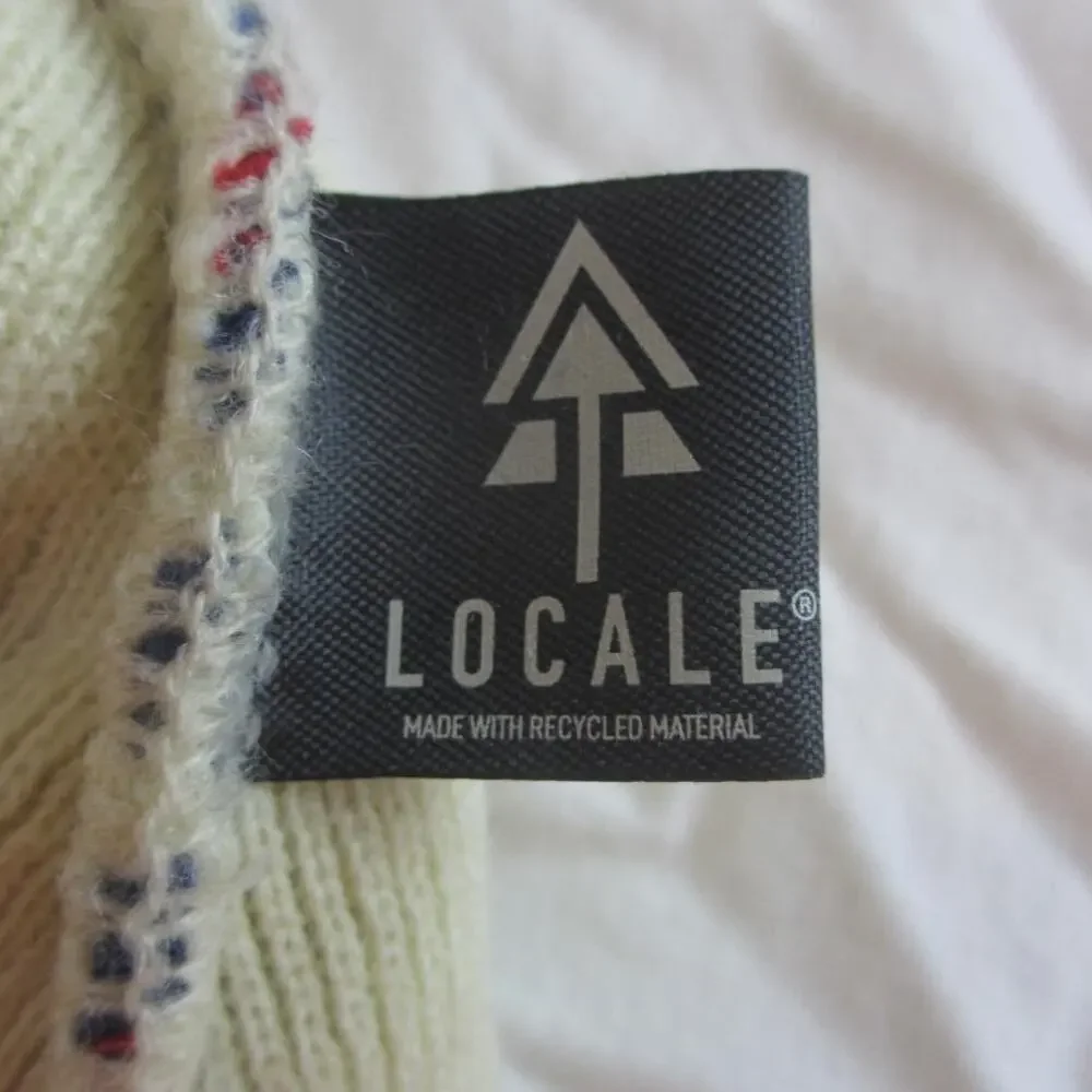 Locale Glacier National Park Beanie/Winter Hat Red/Cream/Blue Fair Isle Cuff/Pom